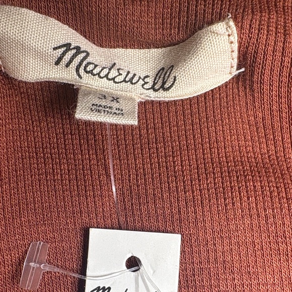 Madewell Drapey Rib Henley Tee — Size3X Long Sleeve Buttoned V-Neck - Picture 2 of 10